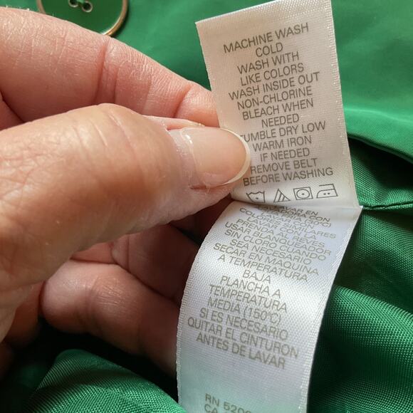 Liz Claiborne Green Belted Rain Resistant Short Trench Jacket with Pockets 8 - Picture 7 of 11